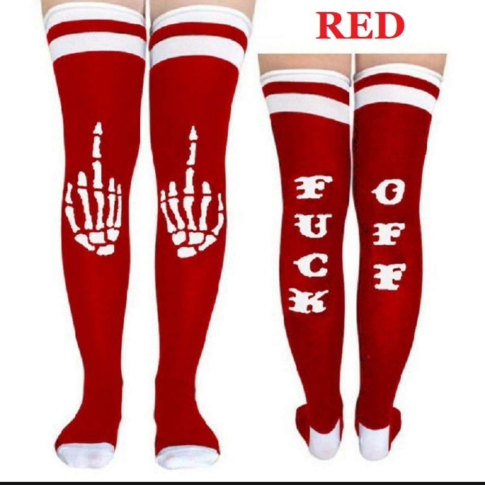 Skull print striped socks